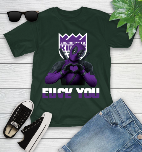 NBA Sacramento Kings Deadpool Love You Fuck You Basketball Sports Youth T-Shirt 5