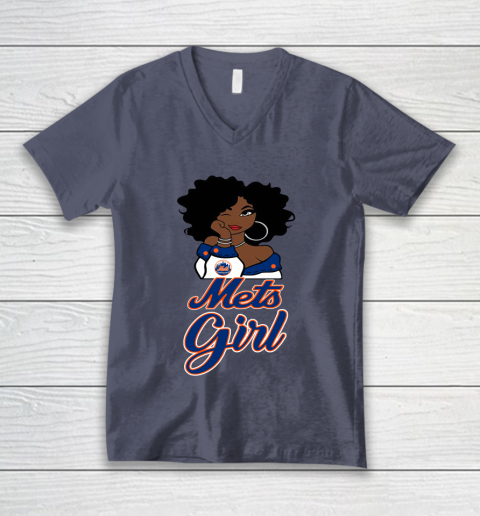 New York Metss Girl MLB V-Neck T-Shirt 8