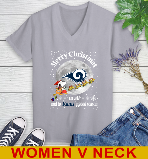Los Angeles Rams Merry Christmas To All And To Rams A Good Season NFL Football Sports Women's V-Neck T-Shirt 4