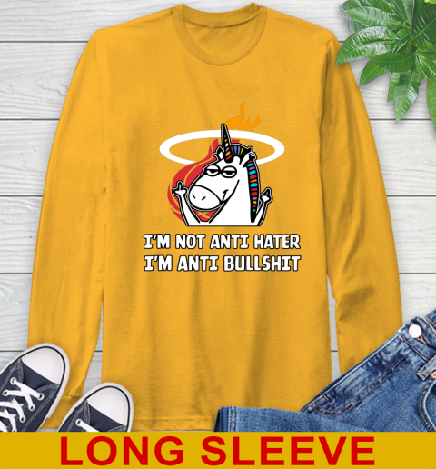 Miami Heat NBA Basketball Unicorn I'm Not Anti Hater I'm Anti Bullshit Long Sleeve T-Shirt 3