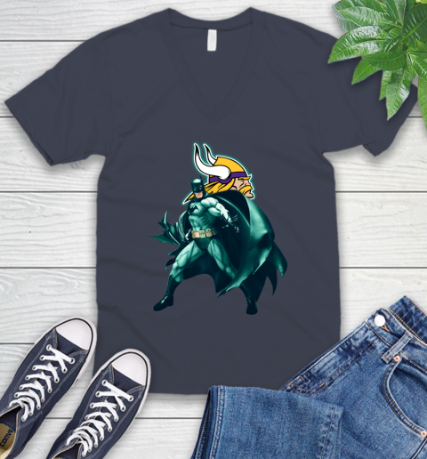 NFL Batman Football Sports Minnesota Vikings V-Neck T-Shirt 9