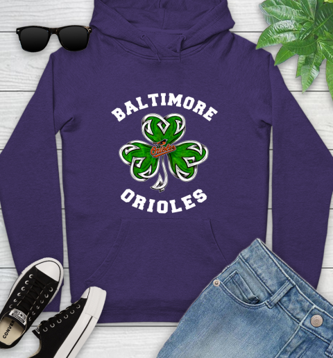 MLB Baltimore Orioles Three Leaf Clover St Patrick's Day Baseball Sports Youth Hoodie 5