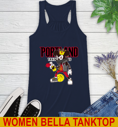 Portland Trail Blazers NBA Basketball Mickey Peace Sign Sports Racerback Tank 11