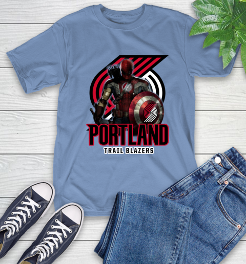 Portland Trail Blazers NBA Basketball Captain America Thor Spider Man Hawkeye Avengers T-Shirt 11