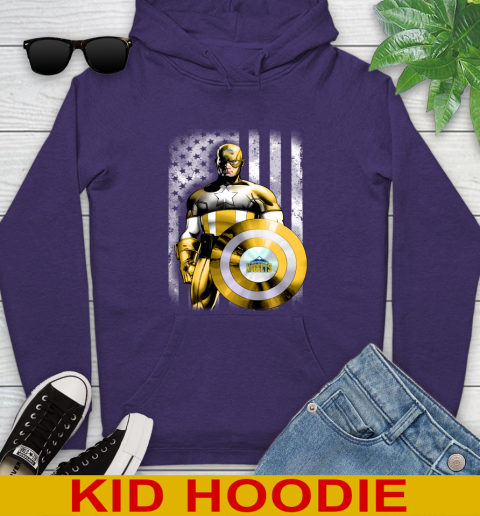 Denver Nuggets NBA Basketball Captain America Marvel Avengers American Flag Shirt Youth Hoodie 5