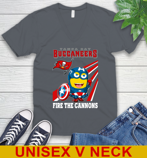 NFL Football Tampa Bay Buccaneers Captain America Marvel Avengers Minion Shirt V-Neck T-Shirt 4