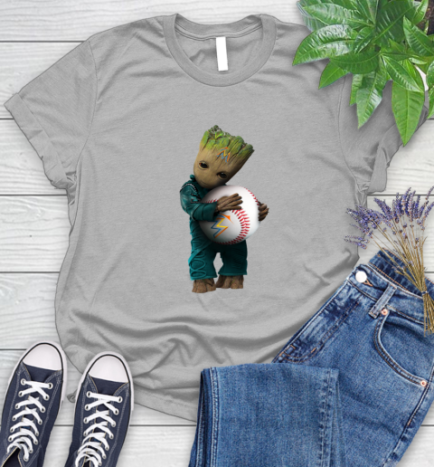 MLB Groot Guardians Of The Galaxy Baseball Sports Miami Marlins Women's T-Shirt 5