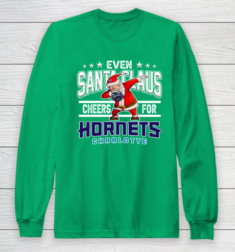 Charlotte Hornets Even Santa Claus Cheers For Christmas NBA Long Sleeve T-Shirt 4