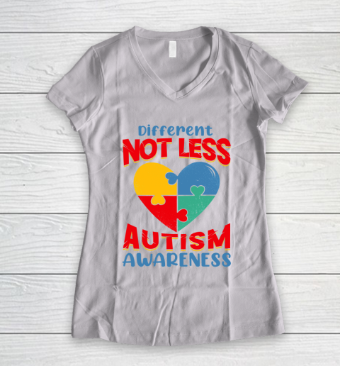 Different Not Less Autism Awareness Women's V-Neck T-Shirt