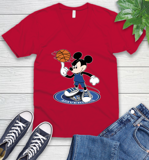 NBA Basketball Dallas Mavericks Cheerful Mickey Disney Shirt V-Neck T-Shirt 7