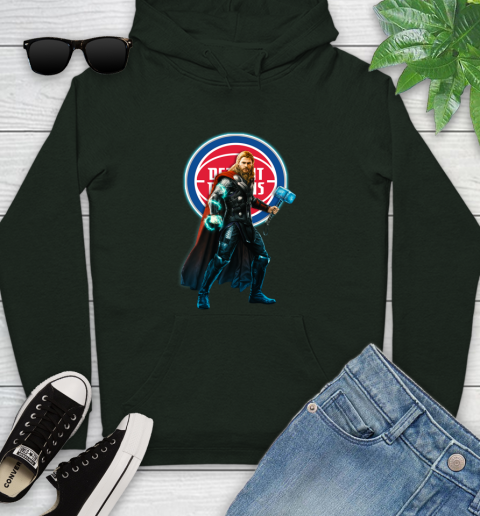 NBA Thor Avengers Endgame Basketball Detroit Pistons Youth Hoodie 13