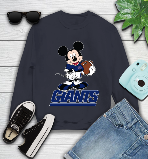NFL Football New York Giants Cheerful Mickey Mouse Shirt Youth Sweatshirt - Image 4