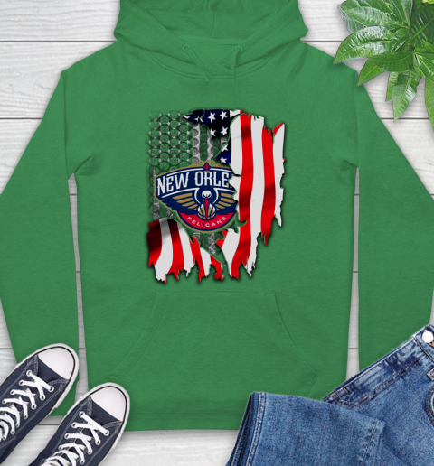 New Orleans Pelicans NBA Basketball American Flag Hoodie 8