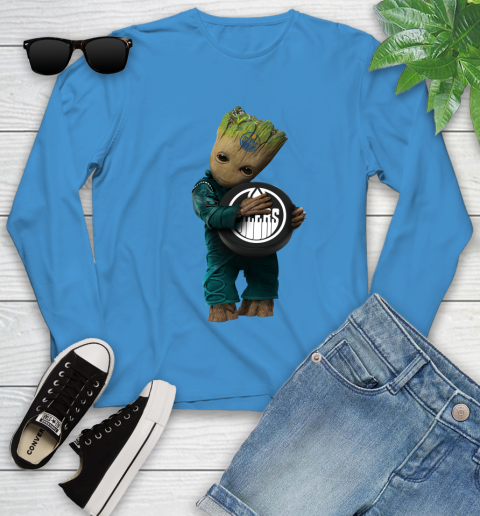 NHL Groot Guardians Of The Galaxy Hockey Sports Edmonton Oilers Youth Long Sleeve 7