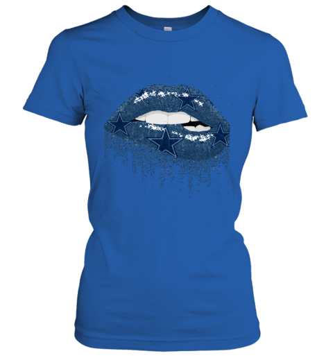 Biting Glossy Lips Sexy Dallas Cowboys NFL Football Women's T-Shirt 