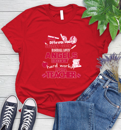 Los Angeles Angels MLB I'm A Difference Making Student Caring Baseball Loving Kinda Teacher Women's T-Shirt 13