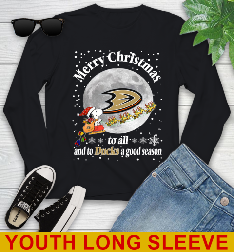 Anaheim Ducks Merry Christmas To All And To Ducks A Good Season NHL Hockey Sports Youth Long Sleeve