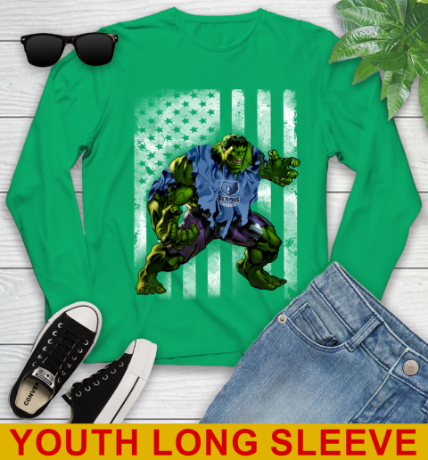 Memphis Grizzlies Hulk Marvel Avengers NBA Basketball American Flag Youth Long Sleeve 7