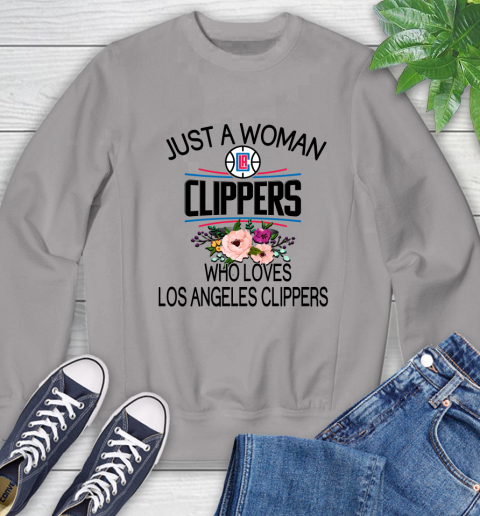 NBA Just A Woman Who Loves Los Angeles Clippers Basketball Sports Sweatshirt 3