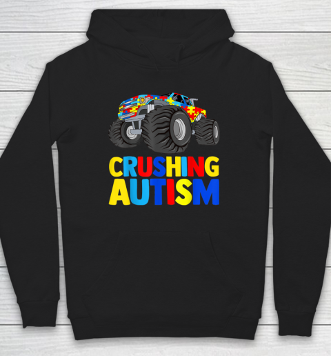 Monster Truck Crushing Autism  Autism Awareness Hoodie