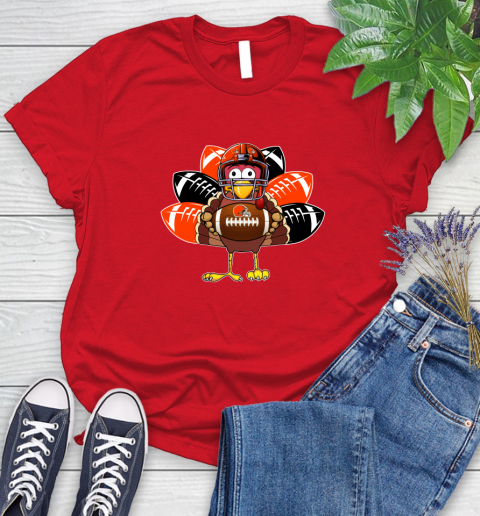 Cleveland Browns Turkey Thanksgiving Day Women's T-Shirt 9