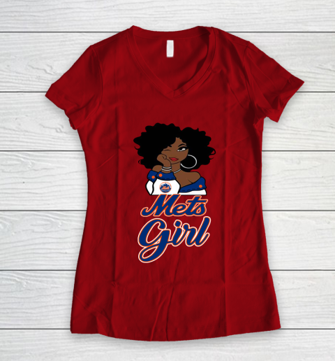 New York Metss Girl MLB Women's V-Neck T-Shirt 10