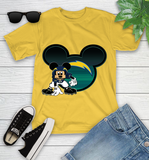 NFL Los Angeles Chargers Mickey Mouse Disney Football T Shirt Youth T-Shirt 8