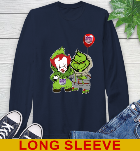 Sacramento Kings Baby Pennywise Grinch Christmas NBA Basketball Long Sleeve T-Shirt 4