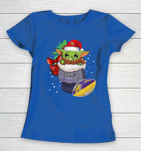 Minnesota Vikings Christmas Baby Yoda Star Wars Funny Happy NFL Women's T-Shirt 9