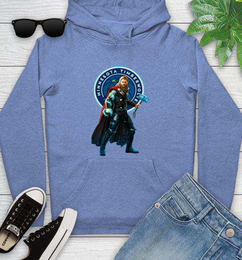 NBA Thor Avengers Endgame Basketball Minnesota Timberwolves Youth Hoodie 12