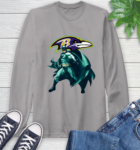 NFL Batman Football Sports Baltimore Ravens Long Sleeve T-Shirt 6