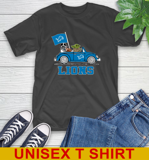 NFL Football Detroit Lions Darth Vader Baby Yoda Driving Star Wars Shirt T-Shirt 2