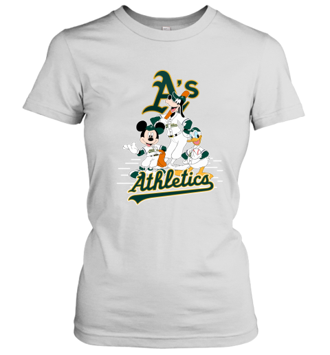 Oakland Athletics Mickey Donald And Goofy Baseball Women's T-Shirt