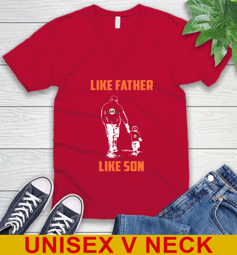 San Francisco Giants MLB Baseball Like Father Like Son Sports V-Neck T-Shirt 6