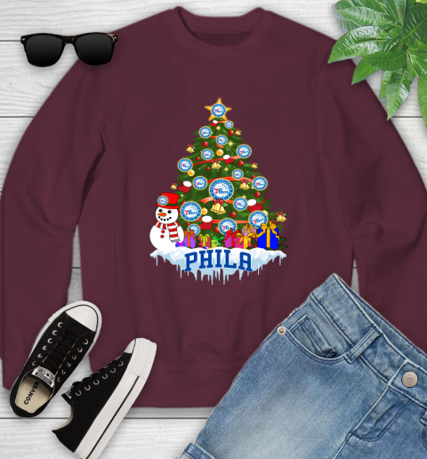 Philadelphia 76ers Merry Christmas NBA Basketball Sports Youth Sweatshirt 5