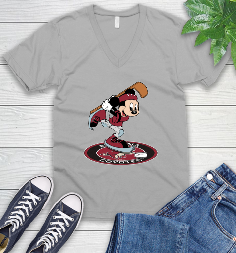NHL Hockey Arizona Coyotes Cheerful Mickey Disney Shirt V-Neck T-Shirt 4
