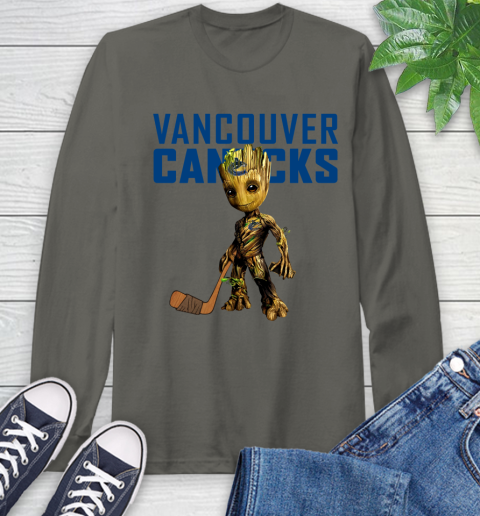 Vancouver Canucks NHL Hockey Groot Marvel Guardians Of The Galaxy Long Sleeve T-Shirt 8