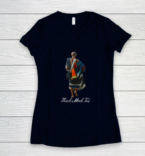 Su Thay Thich Minh Tue Monks Buddhism Women's V-Neck T-Shirt 2