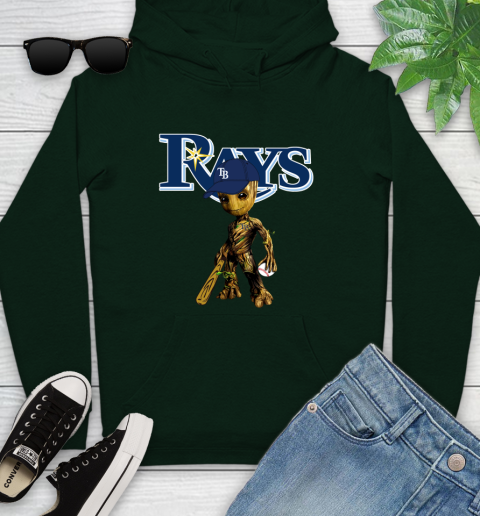 MLB Tampa Bay Rays Groot Guardians Of The Galaxy Baseball Youth Hoodie 13