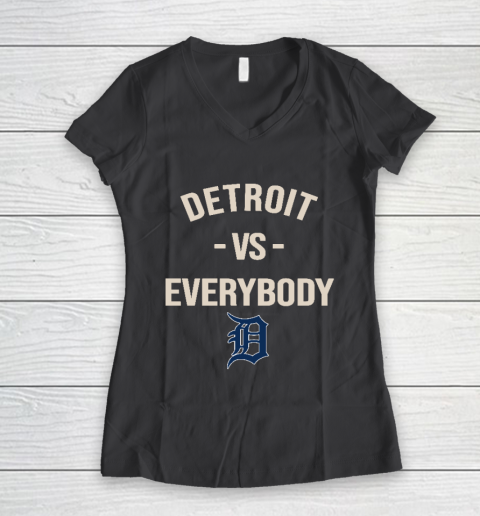 Detroit Tigers Vs Everybody Women's V-Neck T-Shirt 6