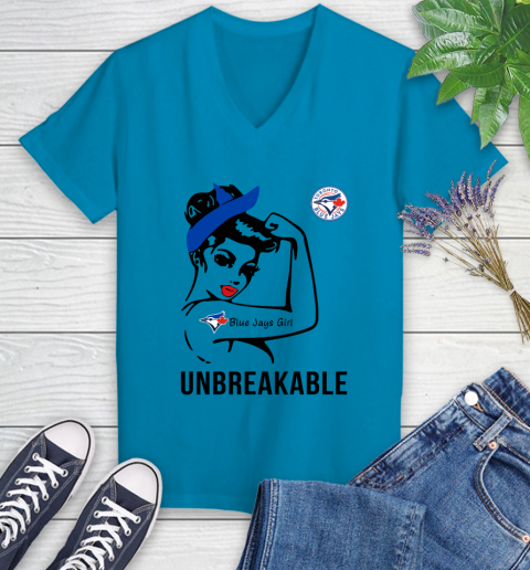 MLB Toronto Blue Jays Girl Unbreakable Baseball Sports Women's V-Neck T-Shirt 4