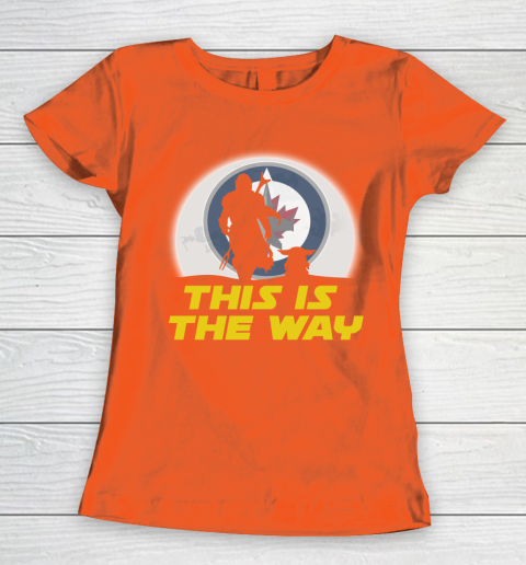 Winnipeg Jets NHL Ice Hockey Star Wars Yoda And Mandalorian This Is The Way Women's T-Shirt 3