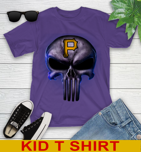 Pittsburgh Pirates MLB Baseball Punisher Skull Sports Youth T-Shirt 3