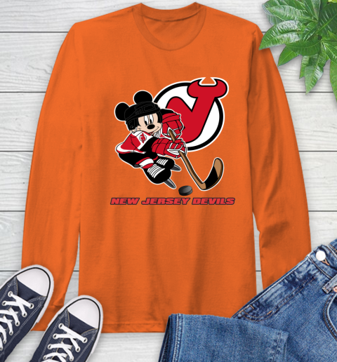 NHL New Jersey Devils Mickey Mouse Disney Hockey T Shirt Long Sleeve T-Shirt 5