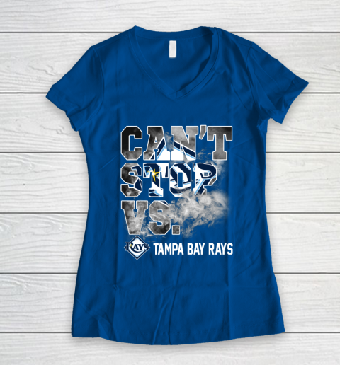 MLB Tampa Bay Rays Baseball Can't Stop Vs Rays Women's V-Neck T-Shirt 7