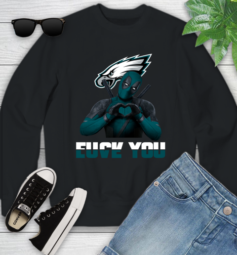 NHL Philadelphia Eagles Deadpool Love You Fuck You Football Sports Youth Sweatshirt