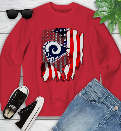 Los Angeles Rams NFL Football American Flag Youth Sweatshirt 8