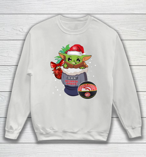 Atlanta Hawks Christmas Baby Yoda Star Wars Funny Happy NBA Sweatshirt 5