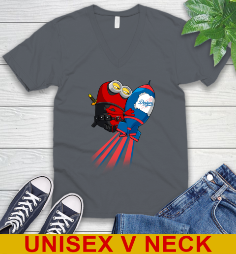 MLB Baseball Los Angeles Dodgers Deadpool Minion Marvel Shirt V-Neck T-Shirt 4