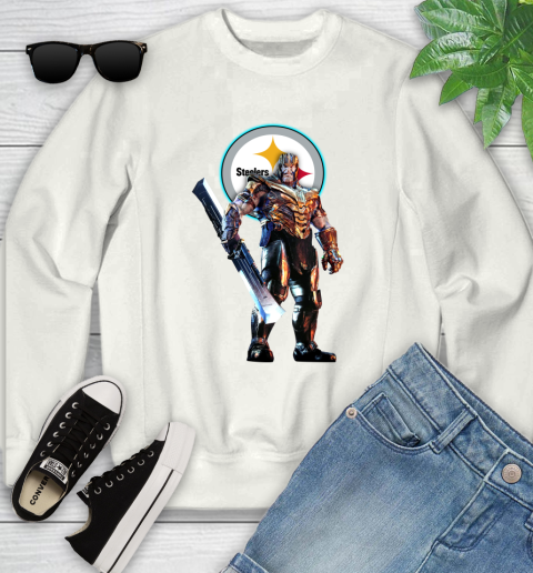 NFL Thanos Gauntlet Avengers Endgame Football Pittsburgh Steelers Youth Sweatshirt